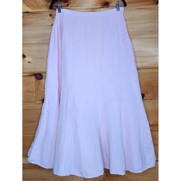 Appraisal Skirt Flare Linen blend Size 5 Pink Below-Knee Career Church modest - Picture 3 of 11